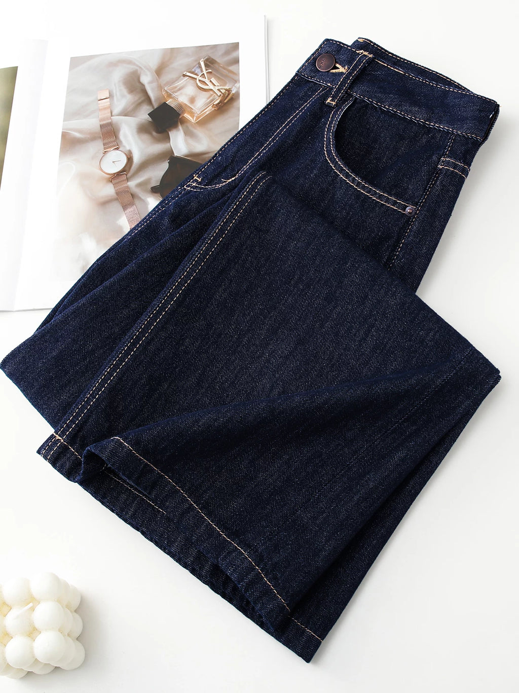 Denim Blue Versatile Straight Jeans Women's 2026 Spring and Autumn New Small High Waist Narrow Skinny Wide Leg Pants