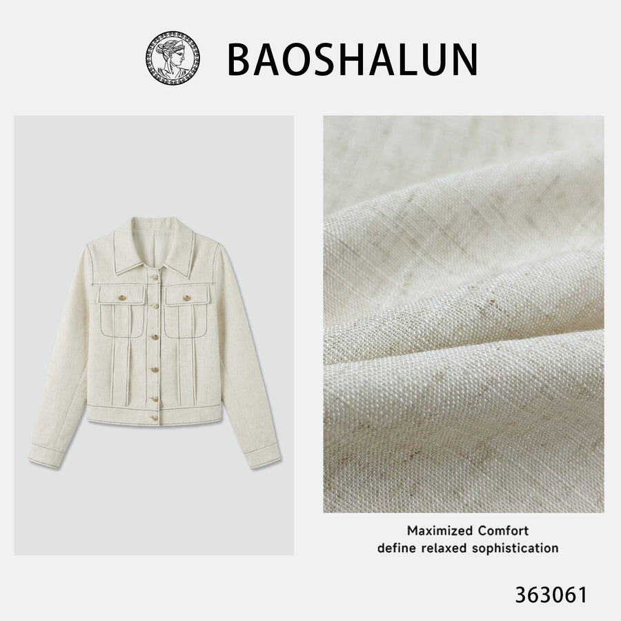 【Qianyu Time】Stylish Color-Block Cropped Jacket with Contrasting Piping 363061