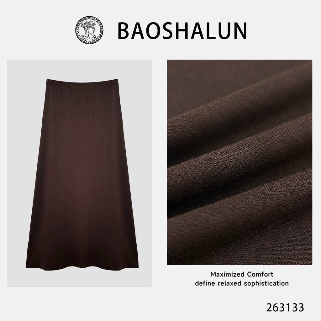 [Valkyvia/Yoyo Luxury Products] [Korean Minimalism] Temperament Soft Waxy Drape Straight Skirt 263133