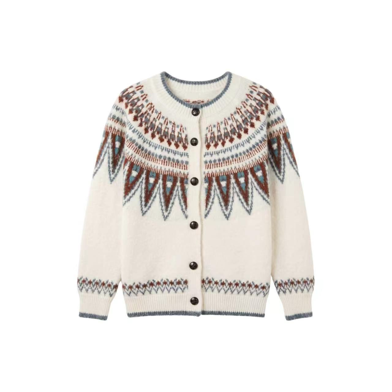 [Valkyvia/Yoyo] Wool Korean Atmosphere Retro Fair Island Jacquard Sweater 263405