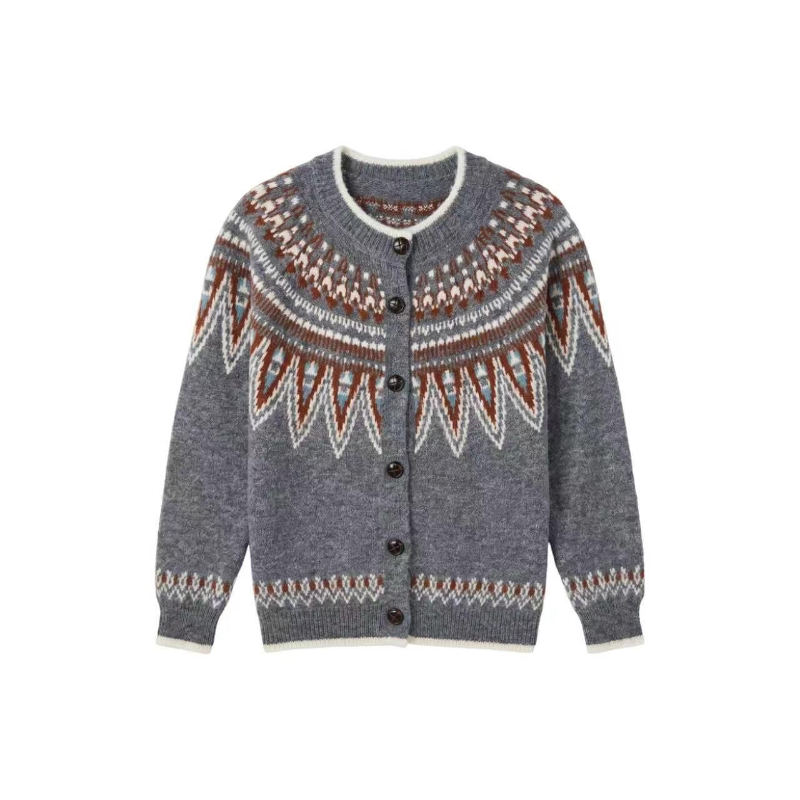 [Valkyvia/Yoyo] Wool Korean Atmosphere Retro Fair Island Jacquard Sweater 263405