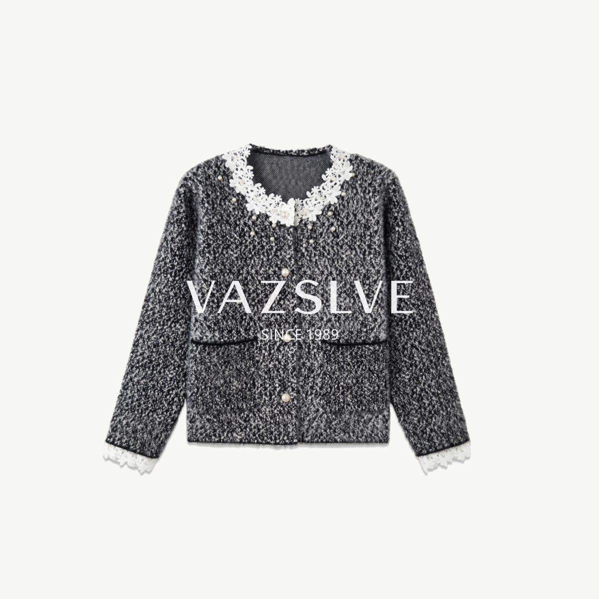 [VAZSLVE/New Luxury] Leak picking wool French lace collar pearl small fragrant jacket 563004