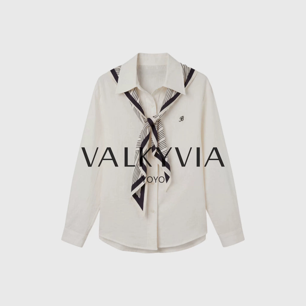【Valkyvia/悠悠奢品】松驰氛围感剌绣配披肩长袖衬衫363179