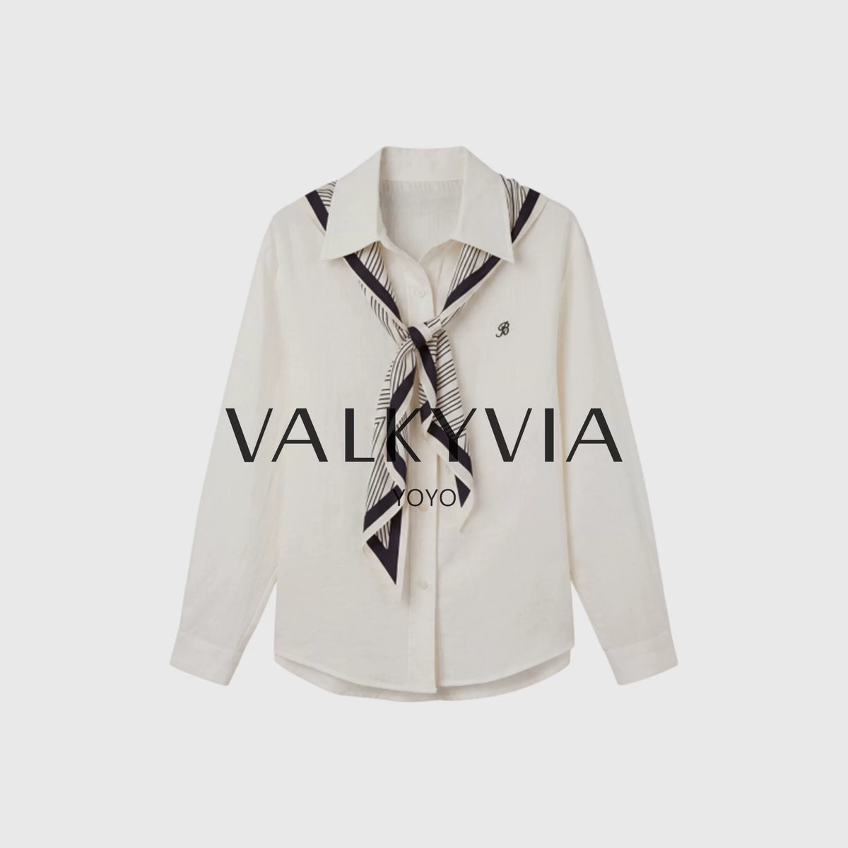【Valkyvia/悠悠奢品】松驰氛围感剌绣配披肩长袖衬衫363179