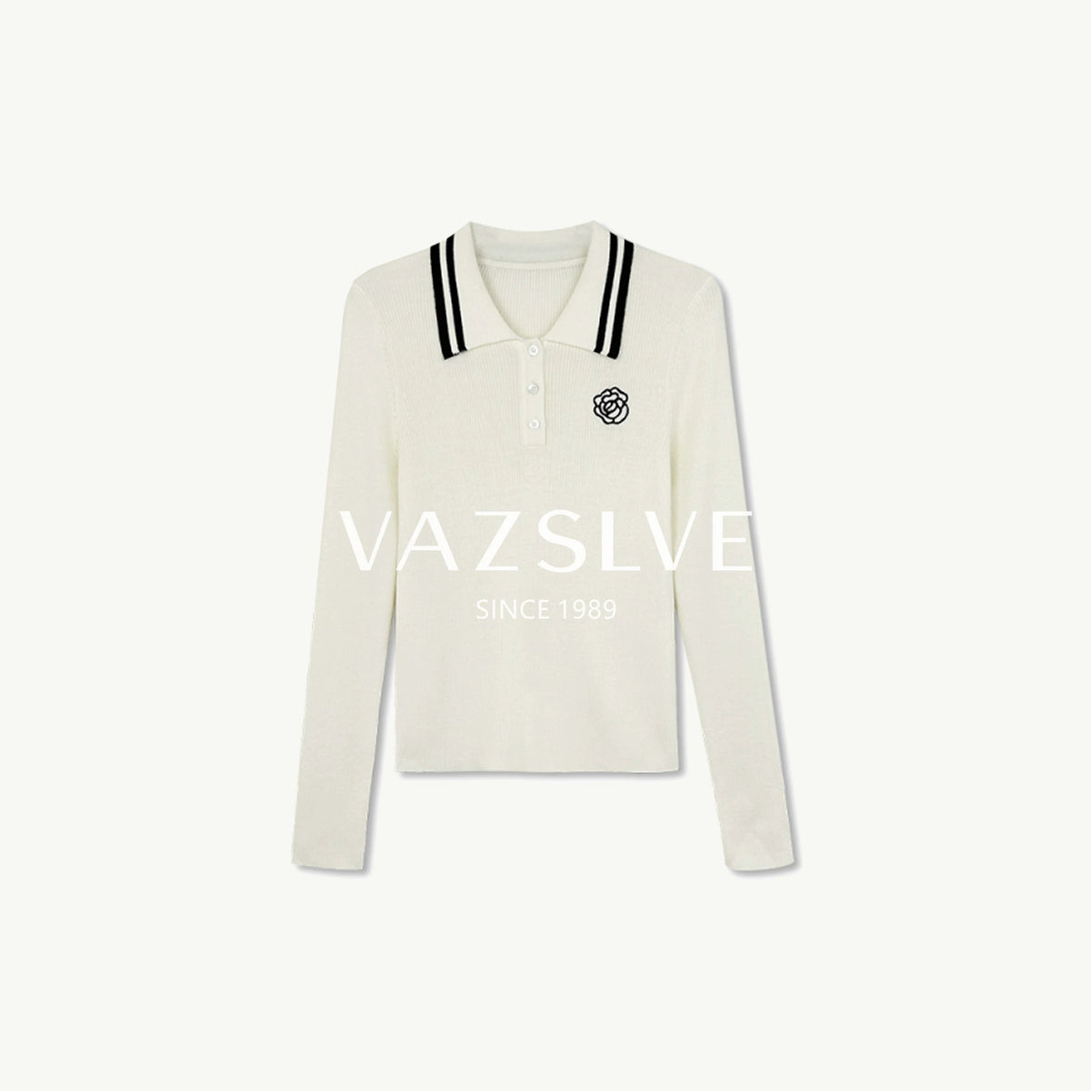 [VAZSLVE/New Luxury Products] Pick up the leak and explode the flower embroidery polo lazy wind top for women M2506006
