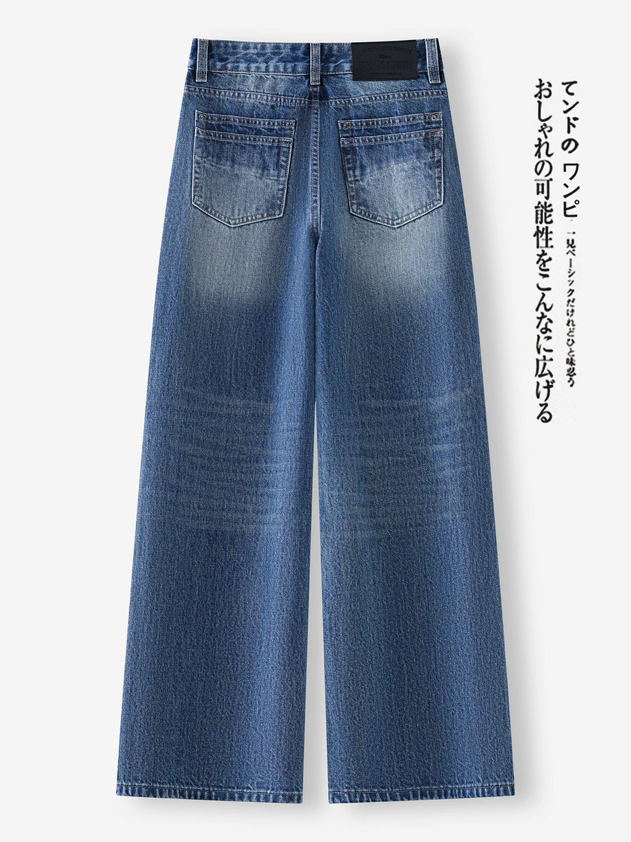 Retro wide-leg jeans for women, 2026 autumn new, small, loose, draped, thin, versatile straight-leg pants