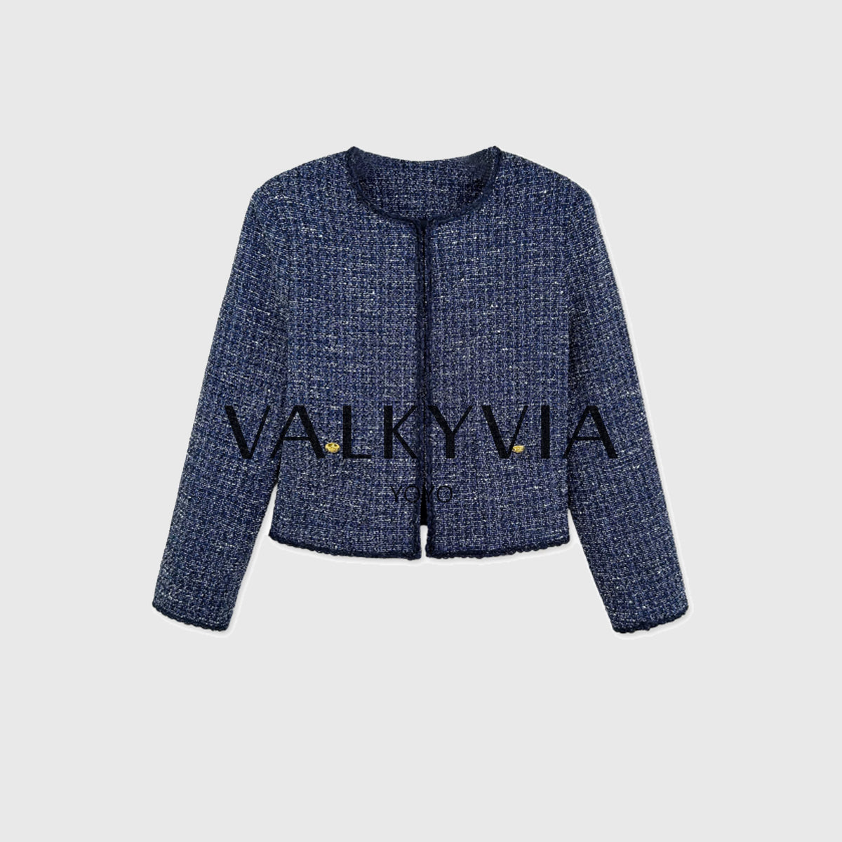 【Valkyvia/يويو الفاخرة】جاكيت قصير فرنسي أنيق بياقة شانيل من التويد 363067