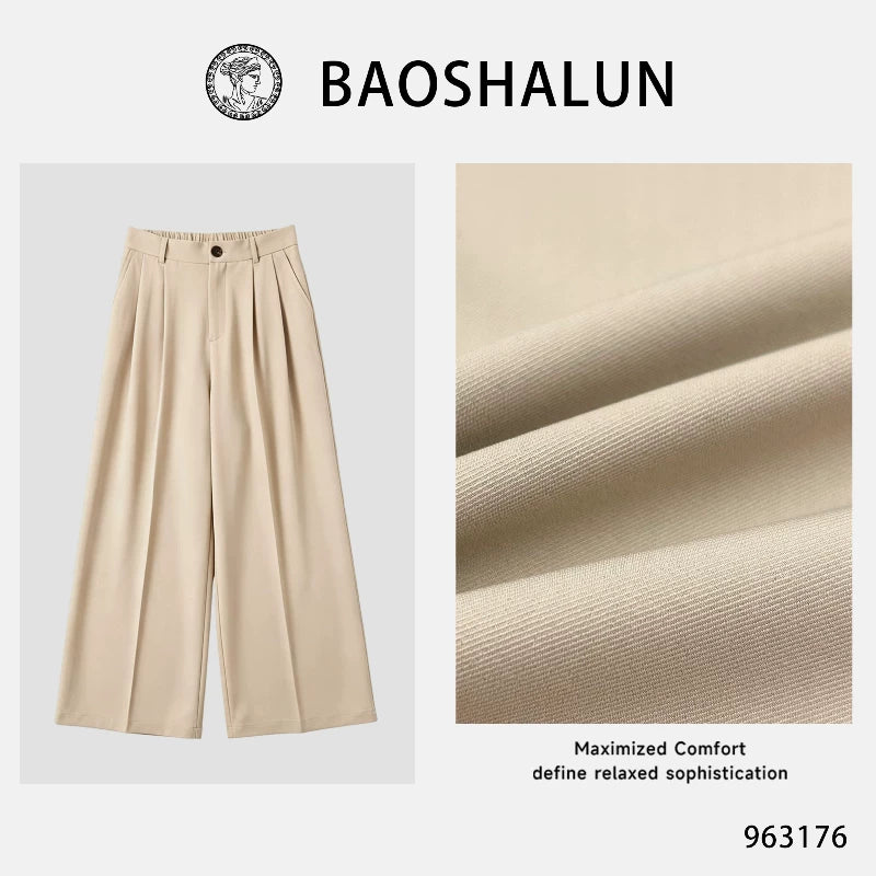 [Mina Exclusive] [Highly Intelligent Elite] Old Money Style Temperament Simple Commuter Wide Leg Pants 963176