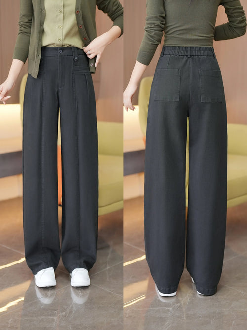 American-Style Tooling High-Waisted Straight Scimitar Pants for Women, 2026 Fall/Winter New Loose, Draped, Lightweight Casual Wide-Leg Pants