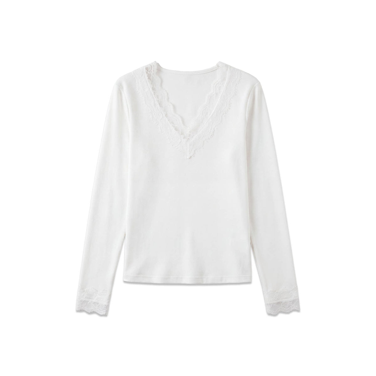 [Mina Exclusive] [Lace Light Weaving] French V-Neck Splicing Lace Lace Top 363210