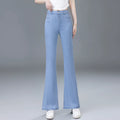 Tencel straight and slightly pulled jeans women's 2026 summer new small cool ice silk thin high-waisted horseshoe pants