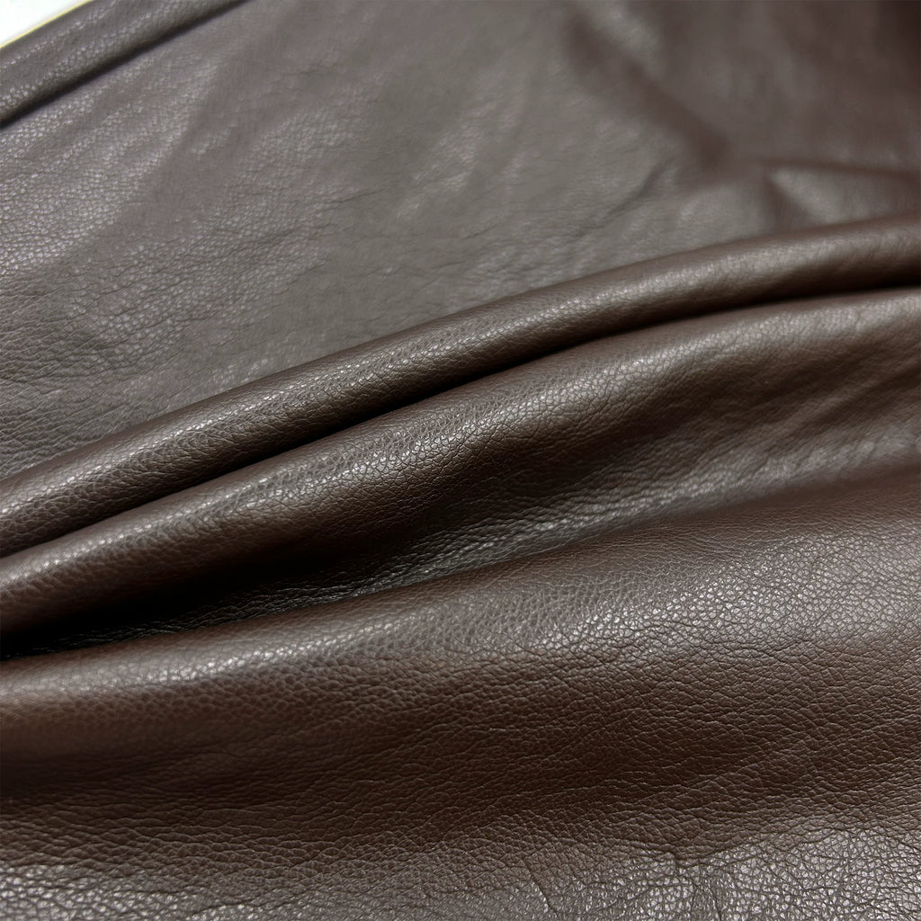 [Bin Bin Exclusive] [Coffee Shadow Bundle Wind] Retro Stand-Up Collar Double-Breasted Long Leather Jacket 263382