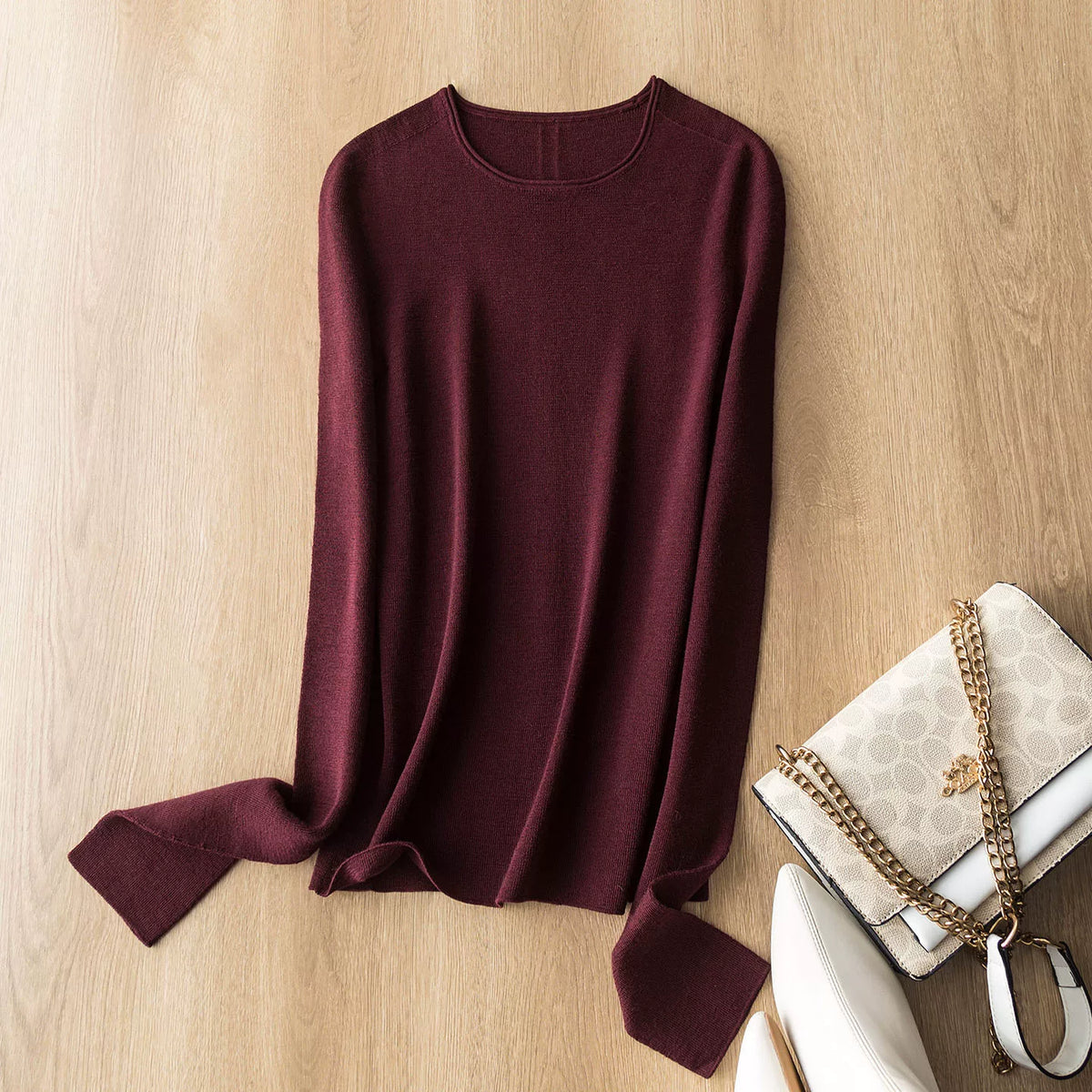 Island Fine Seamless Base Layer King 120S German fine-gauge wool, fully wool, rolled-edge crew neck, slim-fit knitted base layer