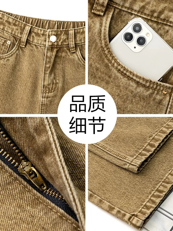 Retro washed straight jeans women's autumn 2026 summer new high-waisted and thin casual wide-leg trousers