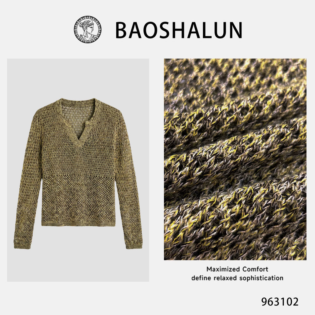 [Mina Exclusive] Old Money Design Sense Hollow Light Luxury Versatile Wool Top 963102