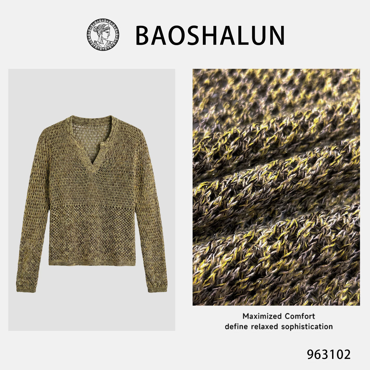 [Mina Exclusive] Old Money Design Sense Hollow Light Luxury Versatile Wool Top 963102