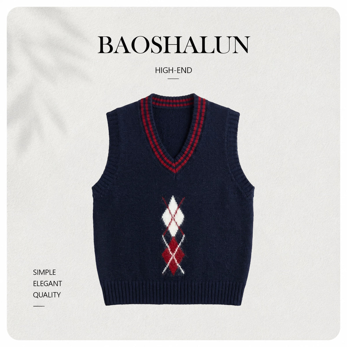 [Mina Exclusive] [Tibetan Blue Grid Description] Korean Navy Blue Contrast Color British Wind Hongling Grid Vest 263367