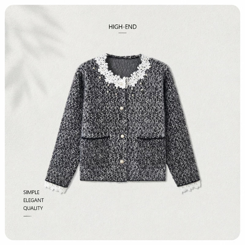 [VAZSLVE/New Luxury] Leak picking wool French lace collar pearl small fragrant jacket 563004