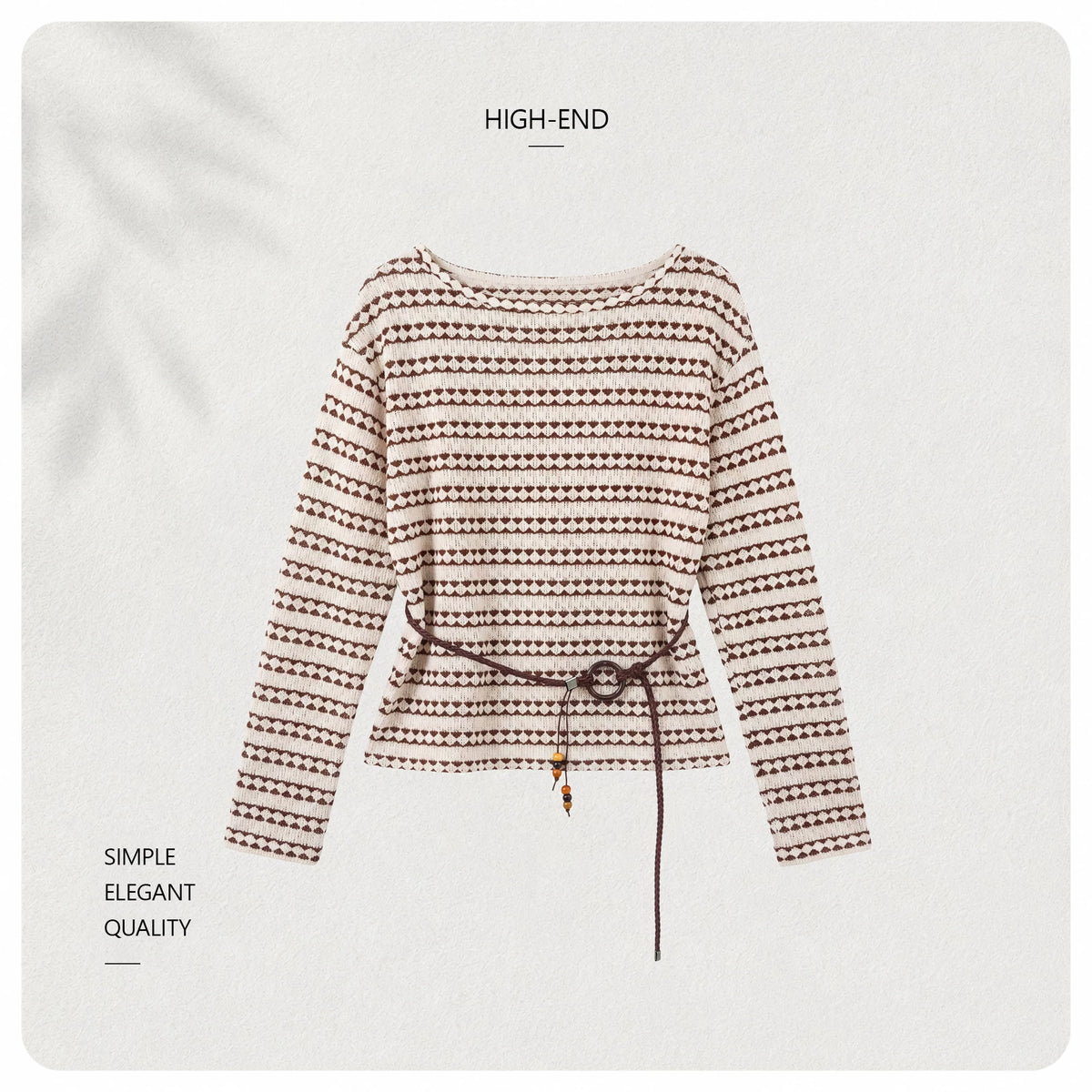 [Valkyvia/Yoyo] Lazy Striped Hollow Crew Neck Contrasting Knitted T-Shirt 963053