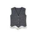 [Valkyvia/Yoyo] Wool pearl buckle splicing white yarn irregular sleeveless vest 263427