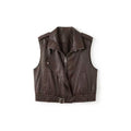 [Mina Exclusive] [Streamer Brown Rhyme] Design Sense Stand Collar Sleeveless Zipper Versatile Vest 363183