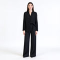 Women's Signature Pleated Jacket – Sculptural Button-Front Collarless Blazer, Lightweight Wrinkle-Free Layering Piece, 4 Colors