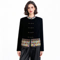 Black Velvet Chinese Jacket Women – Mandarin Collar Embroidered Coat