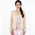 Pink Chinese Jacket Women – Cropped Jacquard Coat with Contrast Cuffs