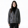 Oversized V-Neck Cardigan Women – Soft Knit Button-Up Sweater with Pockets, Relaxed Fall Layering