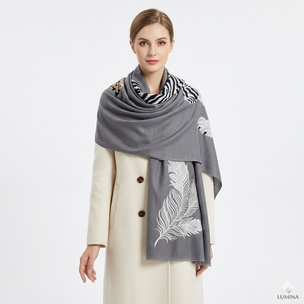 Oversized Animal Print Scarf Women – Leopard Zebra Print Pashmina Shawl, Soft Cashmere Feel Winter Wrap