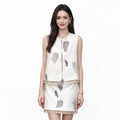 Rhinestone 2 Piece Set Women – Sleeveless Vest + Mini Skirt, Ivory Champagne